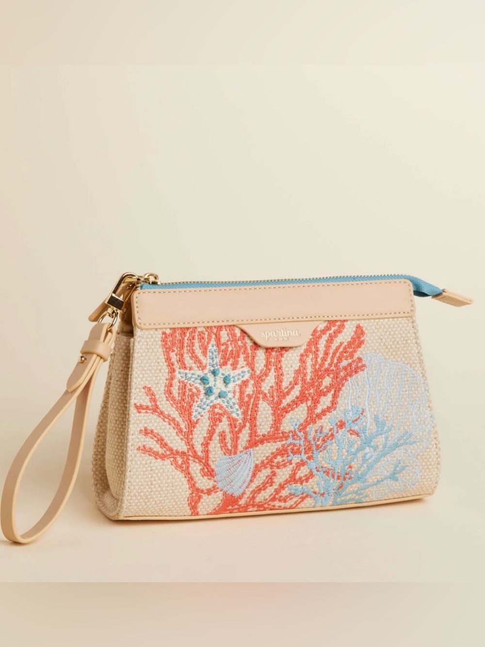 Spartina 449 Annie Crossbody Wristlet Ogeechee Sea Life Coral